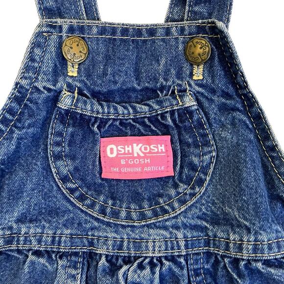 OshKosh Vintage 90s Bubble Leg Bib Style Denim Overalls USA Made Sz 12Mo - Picture 3 of 16